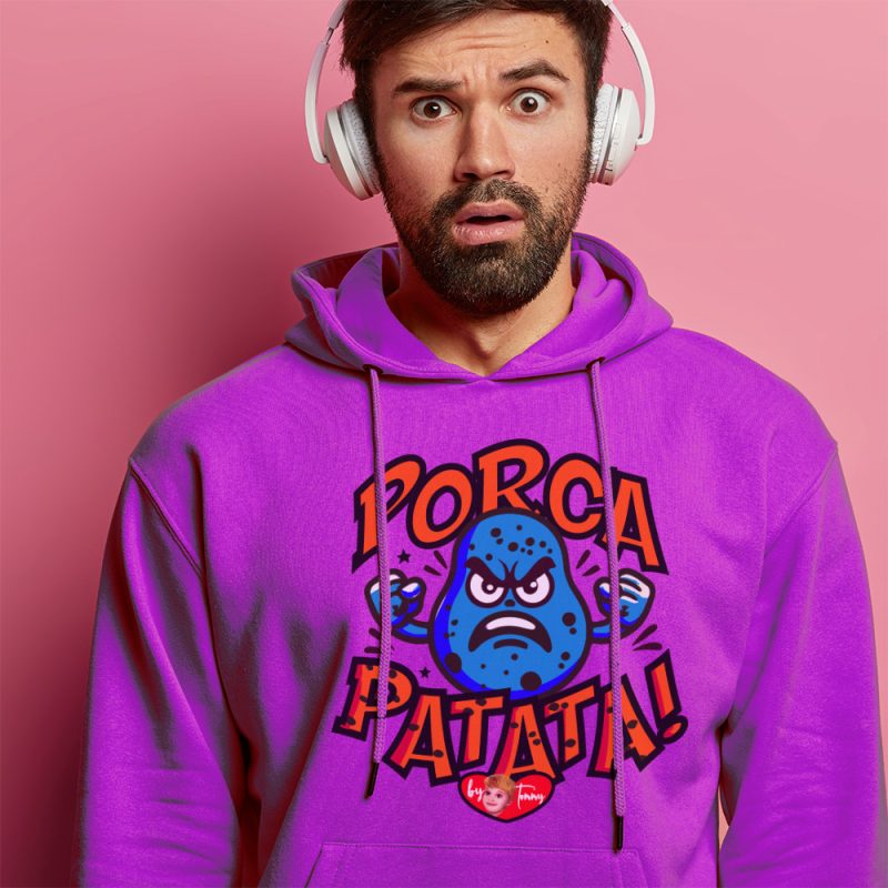 felpa divertente oggi no tommy angry blu porcapatata