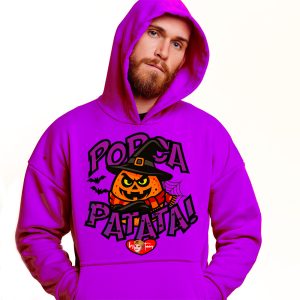 Felpa Halloween PorcaPatata con zucca stregata e cappello da strega