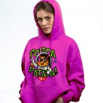 felpa donna spazio arancione design astronauta potente