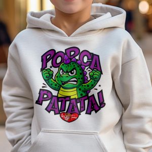 Draghetto cartoon arrabbiato su felpa bianca streetwear