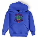 Draghetto cartoon arrabbiato su felpa blu streetwear