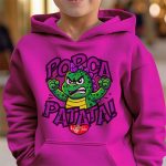 Patata supereroe cartoon su felpa viola